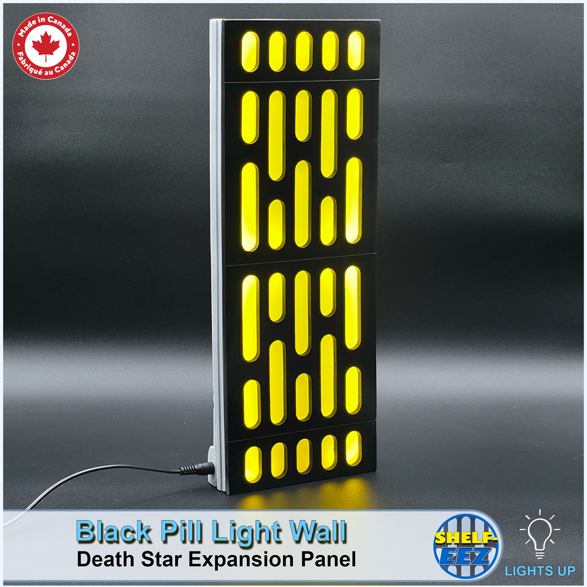 Black and Yellow Death Star Wall Pill Light Wall Panel