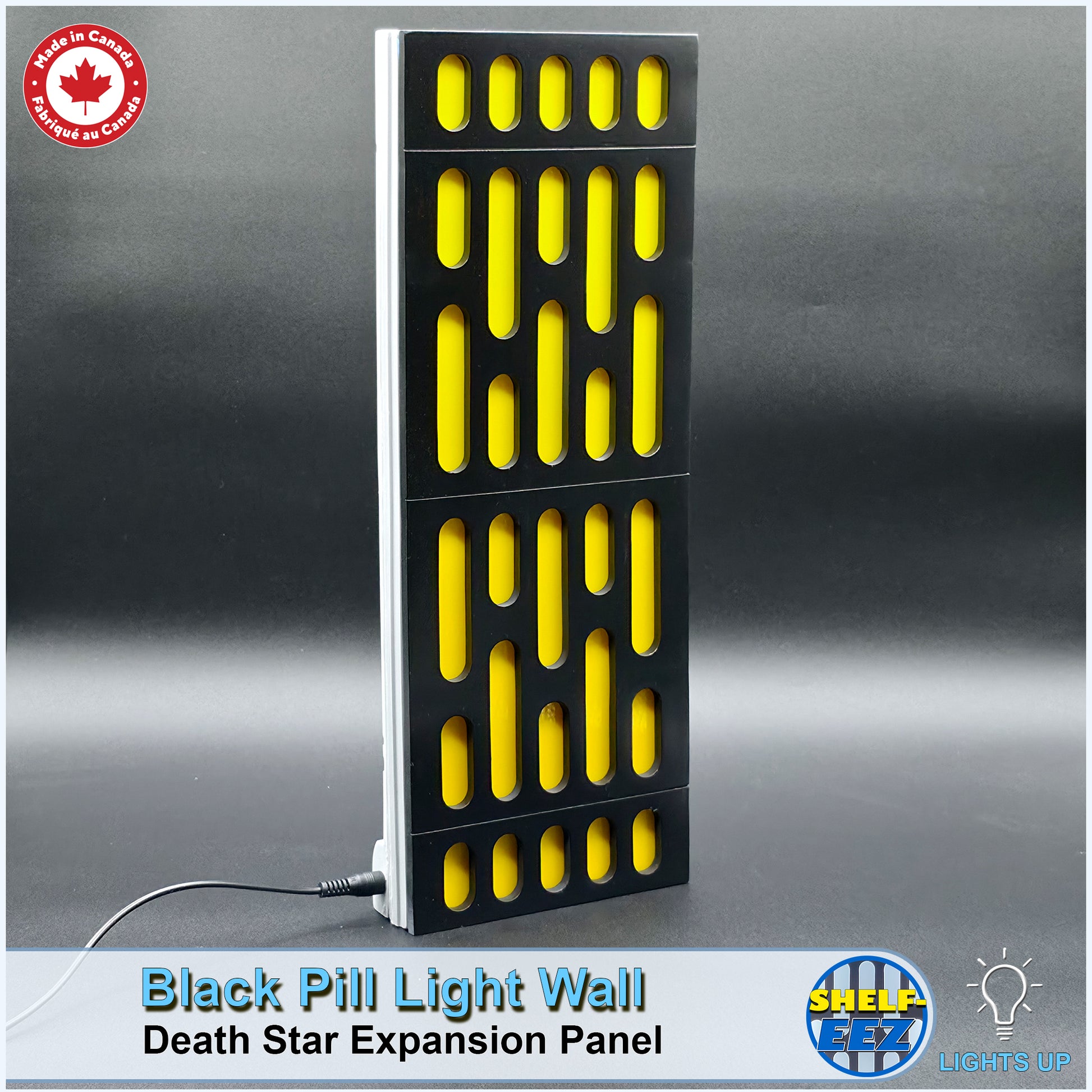 Black and Yellow Death Star Wall Pill Light Wall Panel