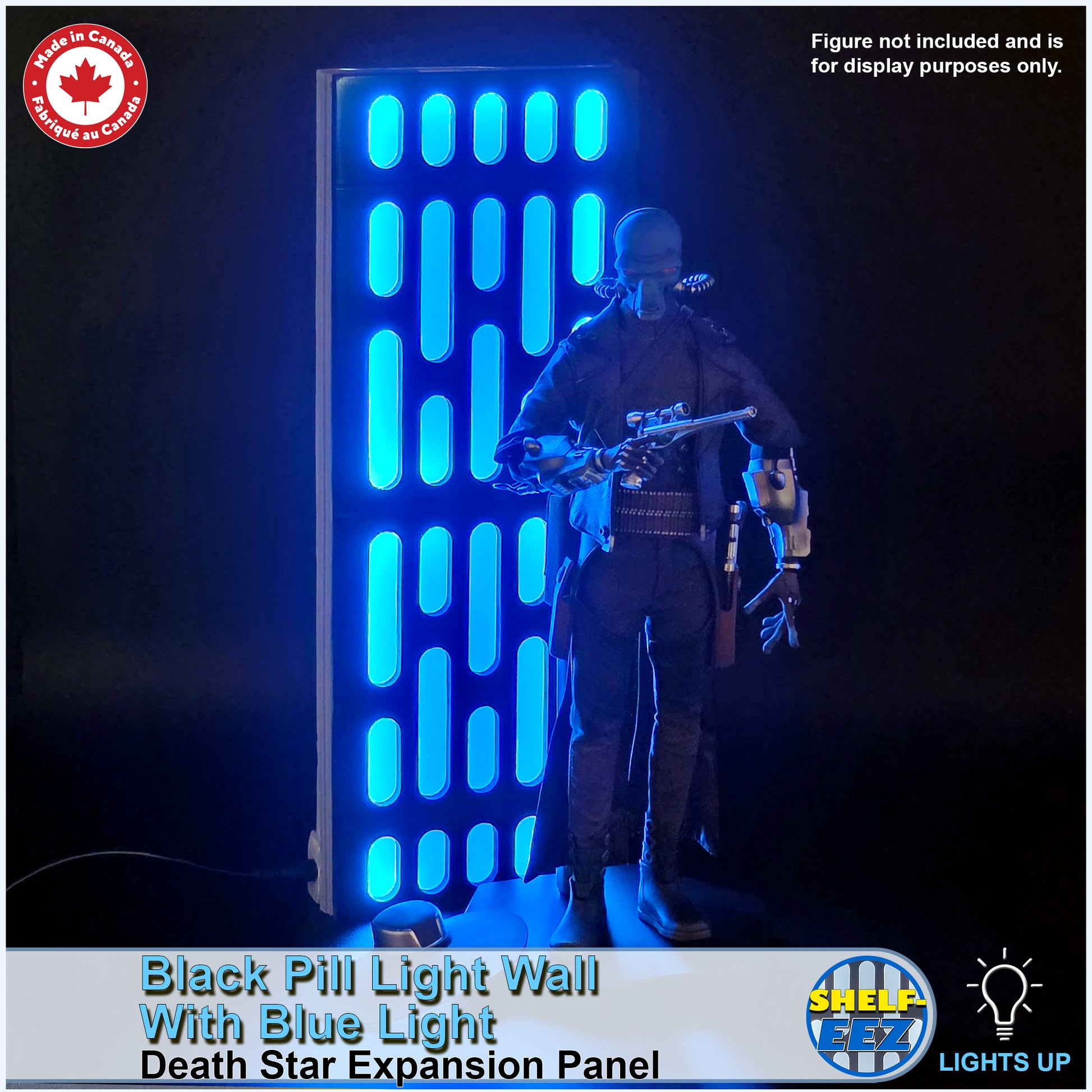 Black and Blue Death Star Wall Pill Light Wall Panel
