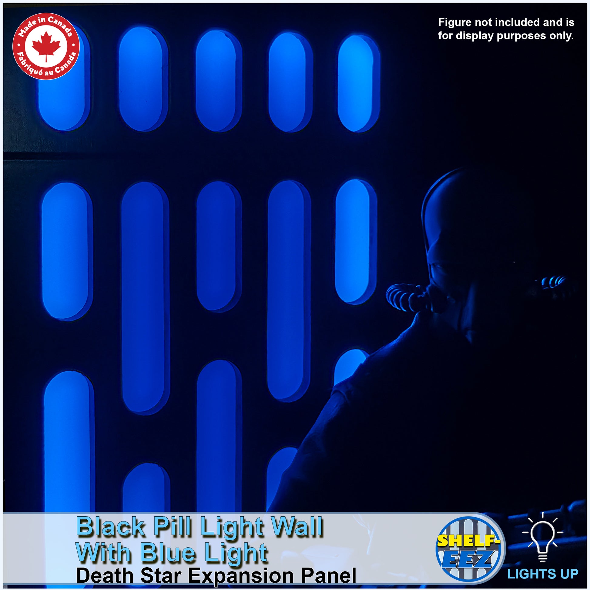 Black and Blue Death Star Wall Pill Light Wall Panel