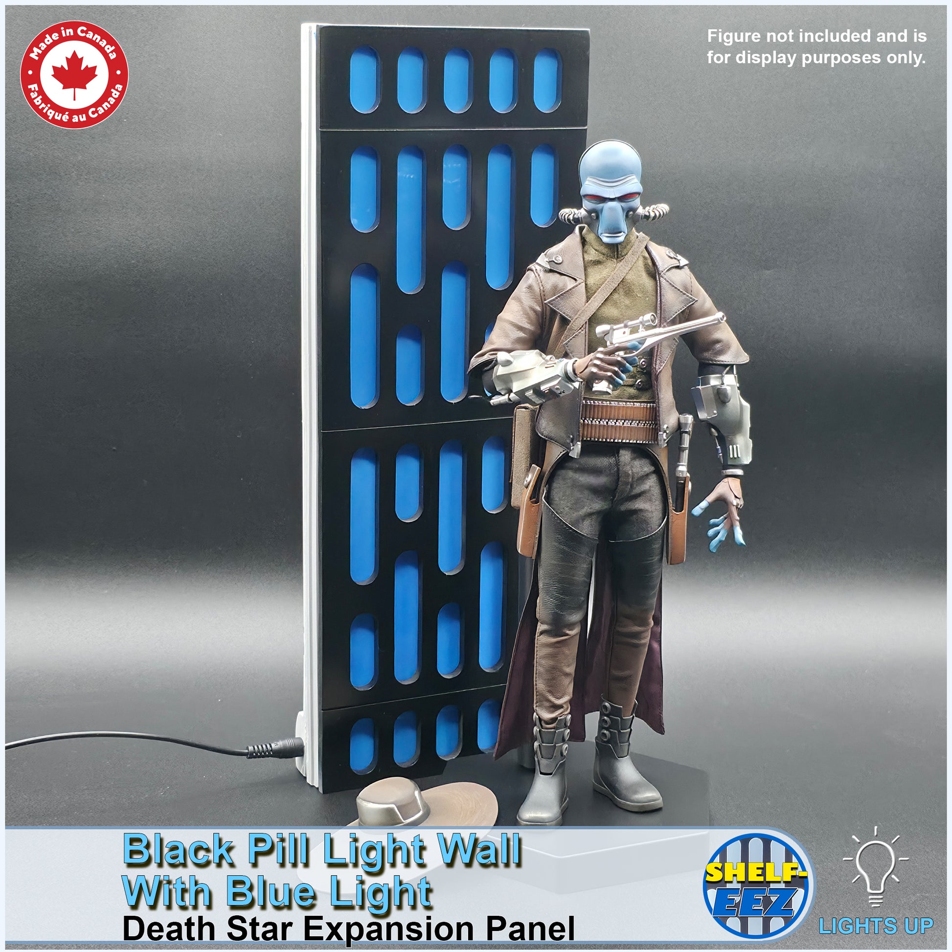 Black and Blue Death Star Wall Pill Light Wall Panel